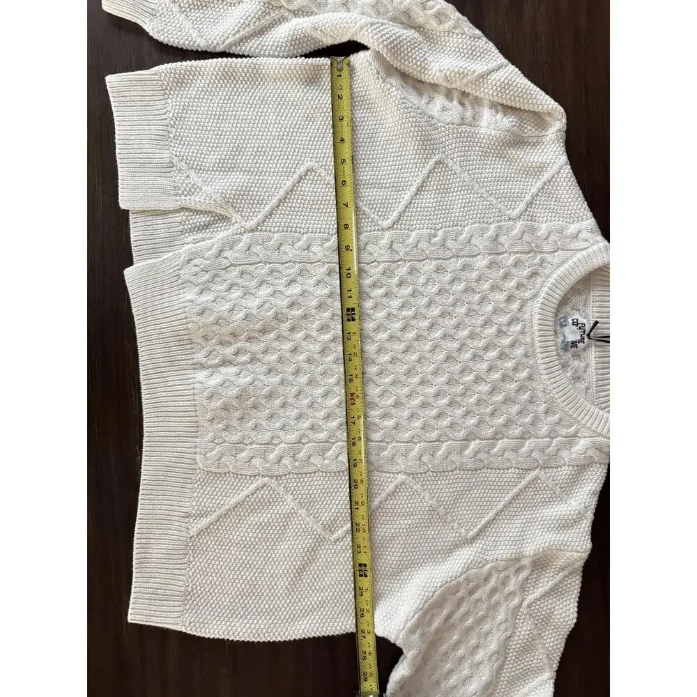 Future Collective Sweater Womens 2X White Cable Knit Raglan Pullover Crew Neck